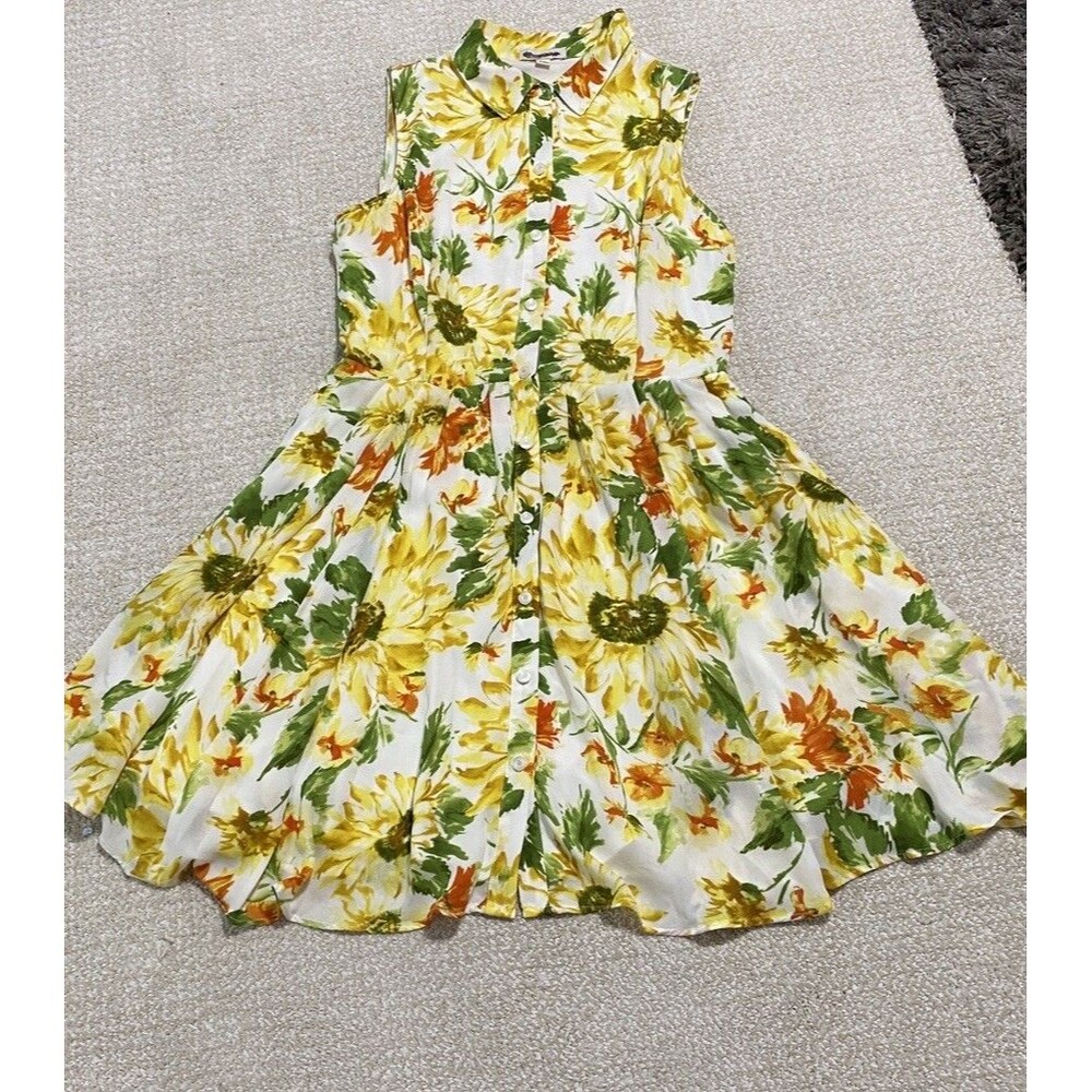 Womens Vintage db Fit & Flare Collared Floral Lined Dress Size 12